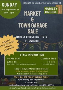 Hamley Bridge A flyer for the Harley Bridge Market and Town Sale, bringing together the Hamley Bridge community.