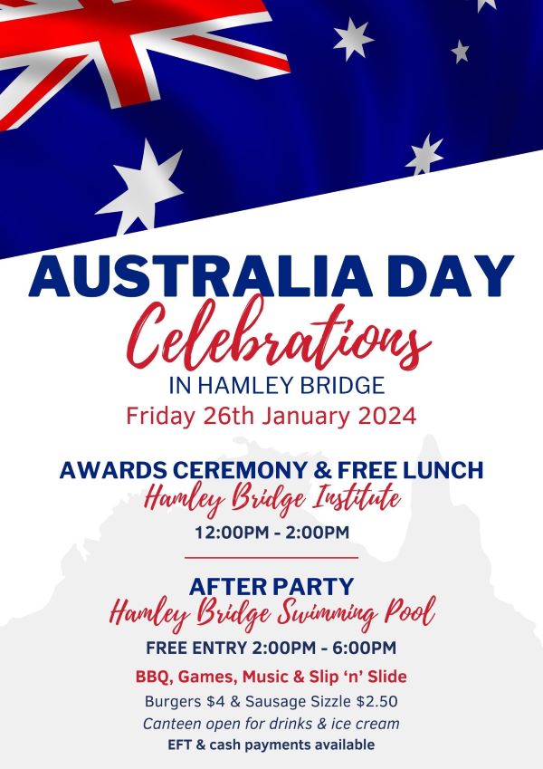 Hamley Bridge Australia day celebrations flyer.